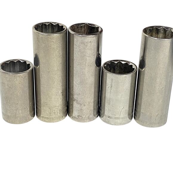 Craftsman 20 Pc Socket Set 1/4" 1/2" Drive Metric 6 Pt 12 Pt Deep Shallow Lot - Picture 9 of 11